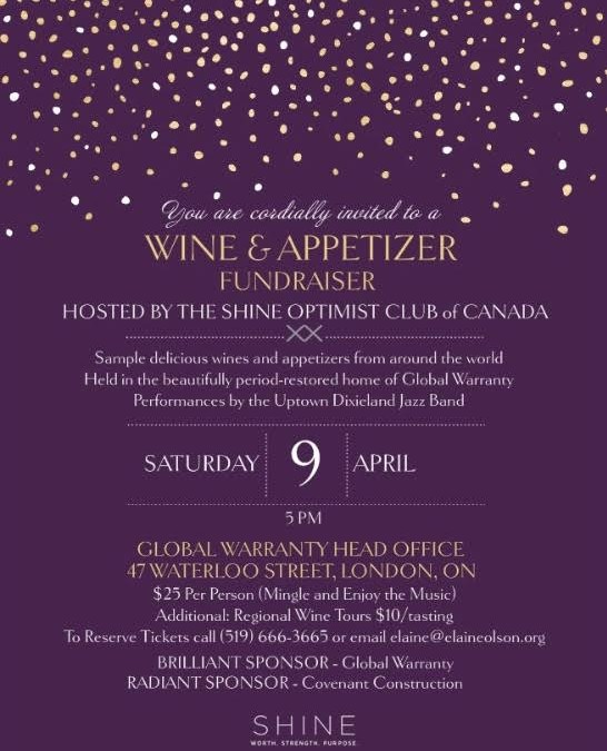 April 9 WINE AND APPETIZER FUNDRAISER